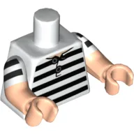 Torso, Dual Molded Arms, Swimming Suit Black and White Stripes Print, White Sleeves Pattern, Light Nougat Arms and Hands