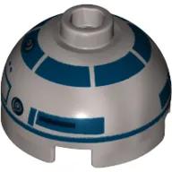 Brick Round 2 x 2 Dome Top, Hollow Stud with Red Dots, Dark Blue Print (R2-D2)