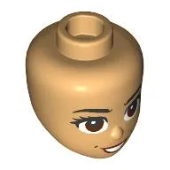 Minidoll Head Black Eyebrows, Reddish Brown Eyes, Peach Lips, Cheeck Dimples Print