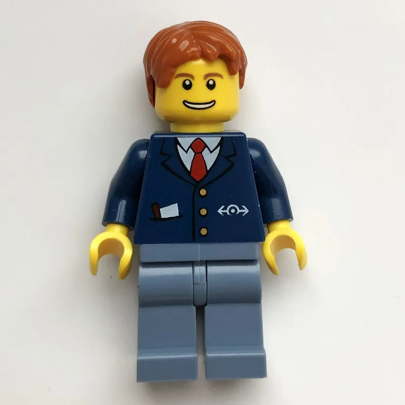 Train Worker - Dark Blue Torso, Sand Blue Legs, Dark Orange Hair