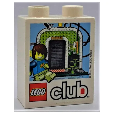 Duplo Brick 1 x 2 x 2 with 'LEGO Club 2010' and Max with Gateway Print (LEGO Universe Promotion)