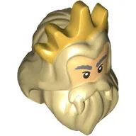 Mask, Beard, Gold Crown, Warm Tan Face Print (King Triton)