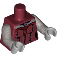 Torso Laced Corset with Red Frills, Pendant Print, Flat Silver Arms, Light Bluish Gray Hands