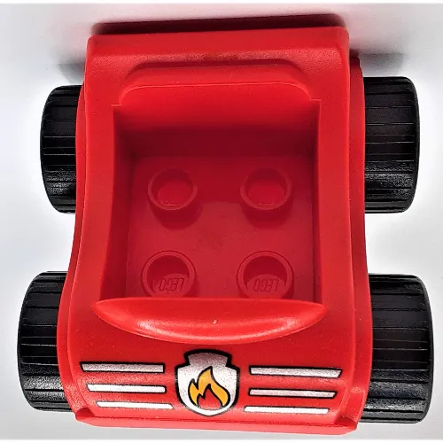 Duplo Car with Silver Wheels and Fire Logo Print