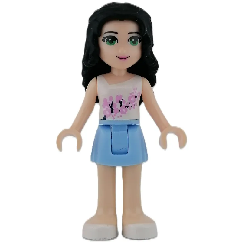 Emma - White Top, Bright Light Blue Skirt