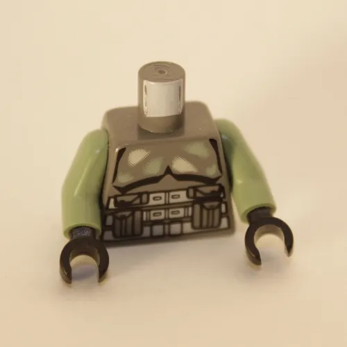 Torso Armor Pouches, White and Sand Green Patches Print (Kashyyyk Trooper), Sand Green Arms, Black Hands