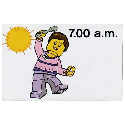 Activity Card, Time-Teaching 12-Hour Clock 7.00 a.m., Female