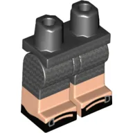 Hips with Black Legs and Light Nougat Boots Pattern with Wavy Lines and Black Sandals with Silver Buckles Print