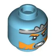 Minifig Head Sandy, Orange Eyebrows, Beard, Silver Headband, Angry Teeth print