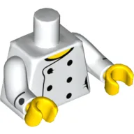 Torso Chef with Six Buttons and Yellow Neck Print, White Arms with Black Cuffs and Buttons Print, Yellow Hands