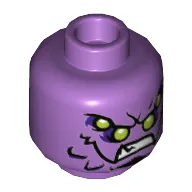 Minifig Head Huntsman, Four Lime Eyes, Angry, Showing Teeth Print