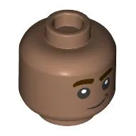 Minifig Head Kai Brightstar, Dark Brown Eyebrows, Crooked Smile / Scared print