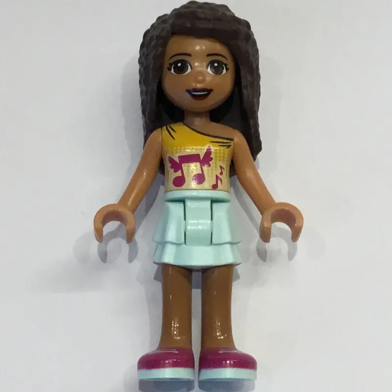 Andrea - Bright Light Orange Top, Light Aqua Skirt