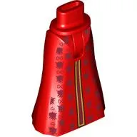 Minidoll Hips and Full Length Skirt with Dark Red Decorations, Gold Trim Print