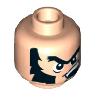 Minifig Head Wolverine, Unibrow, Thick Sideburns, Open Mouth with Teeth Print [Hollow Stud]