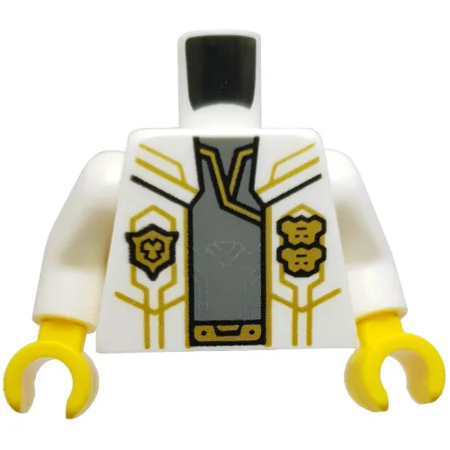 Torso Jacket, Gold Police Badges, Circuitry, Sand Blue Shirt print, White Arms, Yellow Hands