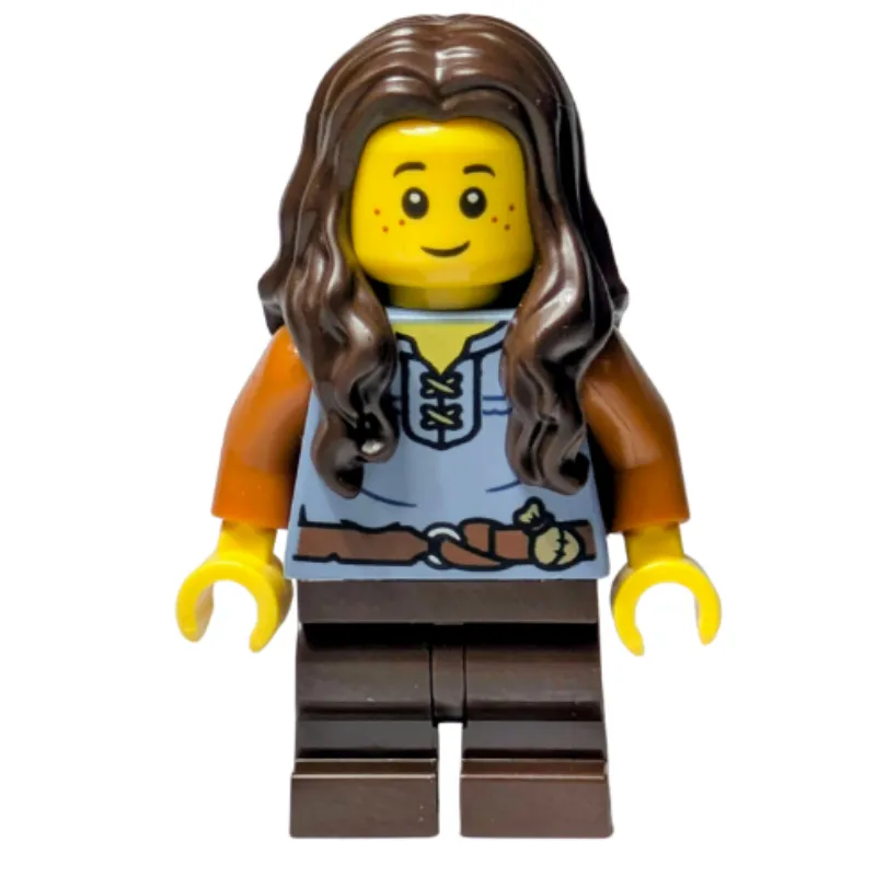 Girl, Sand Blue Torso, Dark Brown Legs, Dark Brown Hair