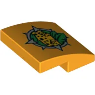 Slope Curved 2 x 2 x 2/3 with Compass Outline, and Leopard Eyes Peering Through Green Leaves Print