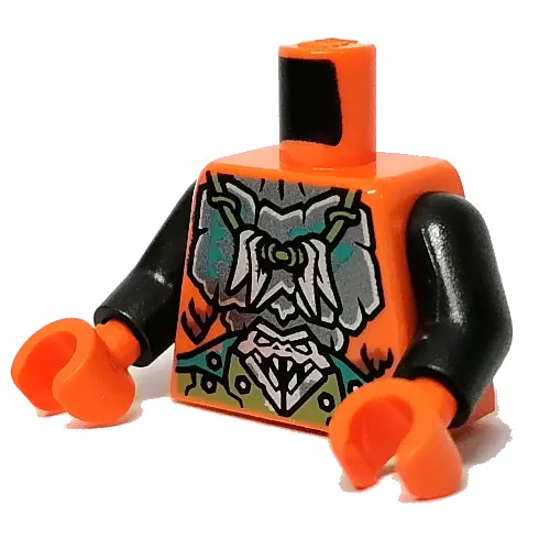 Torso Armour, Silver Pendant print, Pearl Dark Gray Arms, Orange Hands