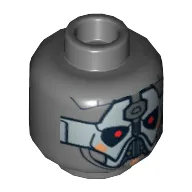 Minifig Head Sith Warrior, Silver Mask and Red Eyes Print