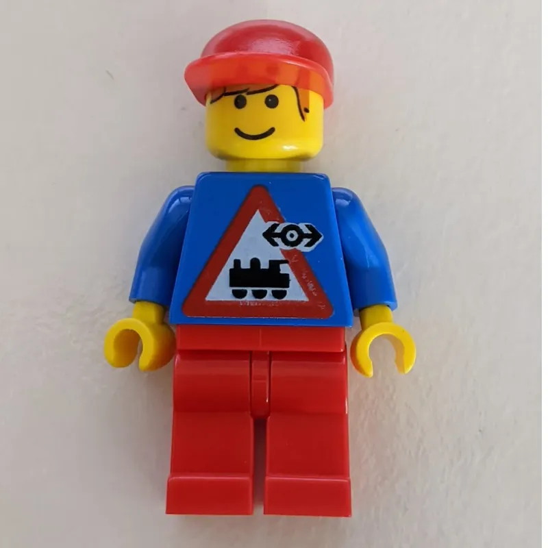Train Employee - Blue Torso, Red Legs, Red Cap
