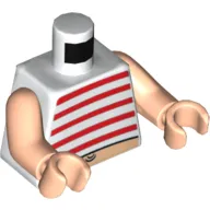 Torso Tank Top, Red Stripes and Belly Button (Navel) Print, Light Nougat Arms and Hands