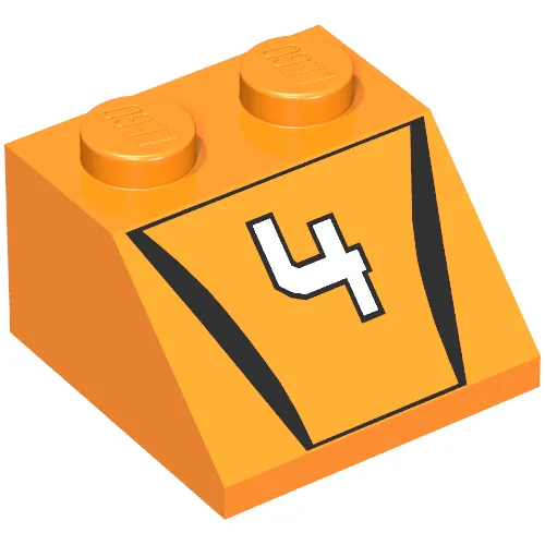 Slope 45° 2 x 2 with '4' Hot Scorcher Print