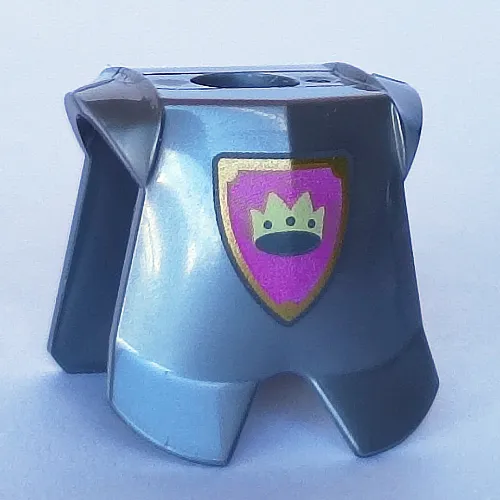Minifig Neckwear Armor Breastplate with Leg Protection with Crown on Pink Background and Gold Border Print