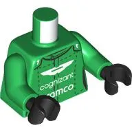 Torso Race Suit, White Aston Martin Wings, 'COGNIZANT', 'ARAMCO' Print, Green Arms, Black Hands