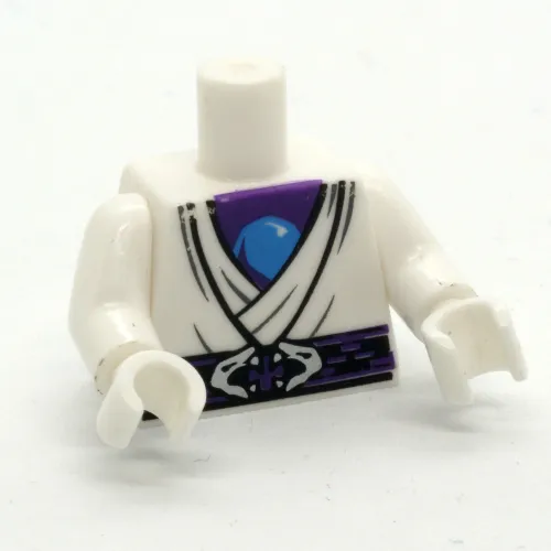 Torso Robe, Dark Purple Undershirt and Sash Belt with Snake Head Buckle Print, White Arms and Hands