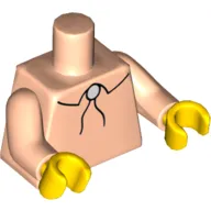 Torso Shirt with String (Bolo) Tie Print, Light Nougat Arms, Yellow Hands