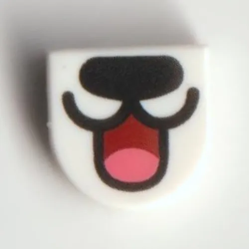 Tile Round 1 x 1 Half Circle with Snout, Open Mouth Print