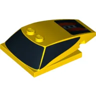 Wedge Curved 6 x 4 x 1 1/3 with 4 x 4 Base with Windows and Black, Silver and Red Print