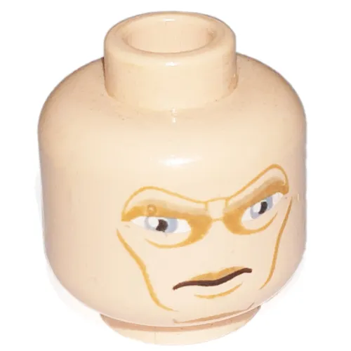 Minifig Head Mandalorian, Large Blue Eyes and Cheek Lines Print [Hollow Stud]