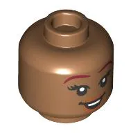 Minifig Head Ariel, Dark Red Eyebrows, Dark Orange Lips, Open Mouth Smile/Wide Open Mouth Smile, Dark Pink Tongue print