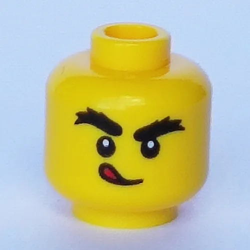 Minifig Head, Bushy Eyebrows, Tongue Sticking Out / Blowing Print