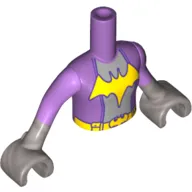 Minidoll Torso Girl with Bright Light Orange Bat and Belt, Silver Center, Medium Lavender Arms with Flat Silver Cuffs and Hands Print (Batgirl)