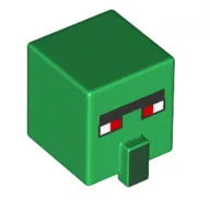 Minifig Head Special, Cube with Nose and Villager Face with Red Eyes Print