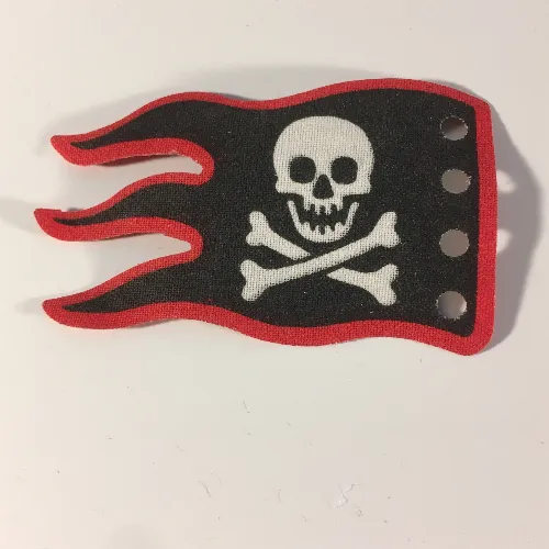 Flag 8 x 5 Wave with Red Border and Skull and Crossbones Print