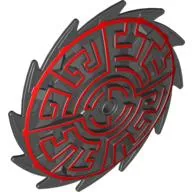 Large Figure Weapon Saw Blade Shield with Red Geometric Print