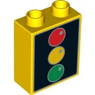 Duplo Brick 1 x 2 x 2 with Traffic Light Print