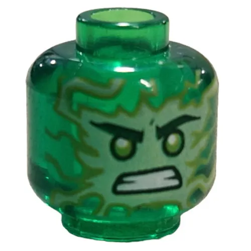 Minifig Head Lloyd Garmadon, Lime Flames, Green Eyes Print