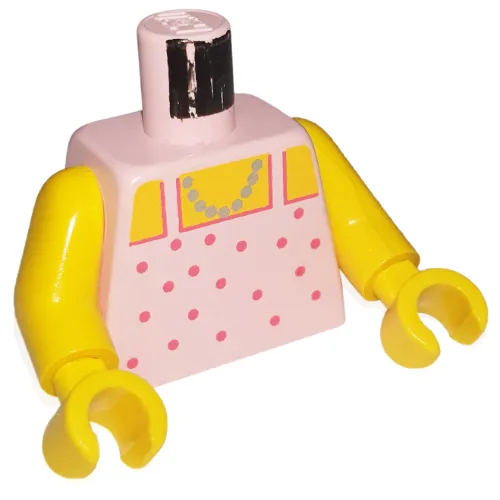 Torso Halter Top, Red Dots with Gold Necklace Print, Yellow Arms and Hands