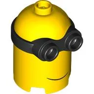 Minifig Head Special, Minion, High, 2-Eyed Goggles, Crooked Smile print