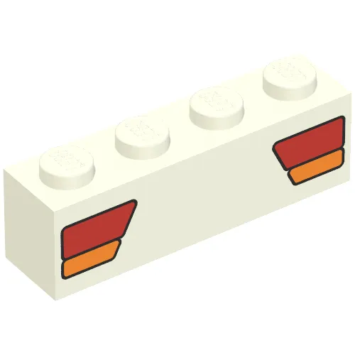 Brick 1 x 4 with Car Taillights Red and Orange Print