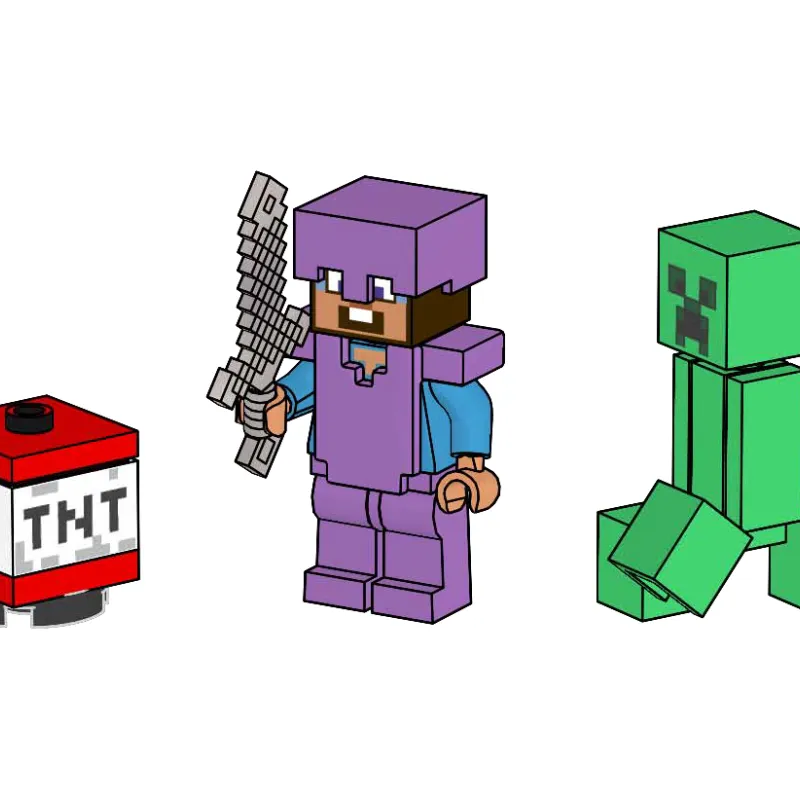 Steve with Creeper and TNT