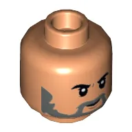 Minifig Head Dr Wu, Thick Eyebrows, Dark Bluish Gray Beard, Closed Mouth / Open Mouth Print