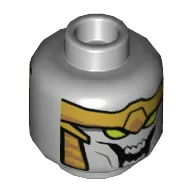 Minifig Head Chitauri, Gold Armor, Lime Eyes, Large Open Mouth with Teeth Print