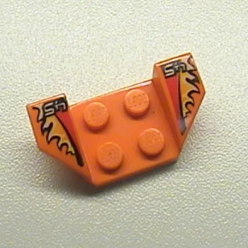 Mudguard 2 x 4 with 2 x 2 Studs and Flared Wings, '45' and Flames Print