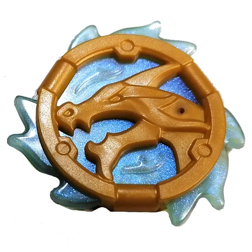 Equipment Disc Amulet Dragon Shape with Opal Trans-Light Blue Flames Pattern